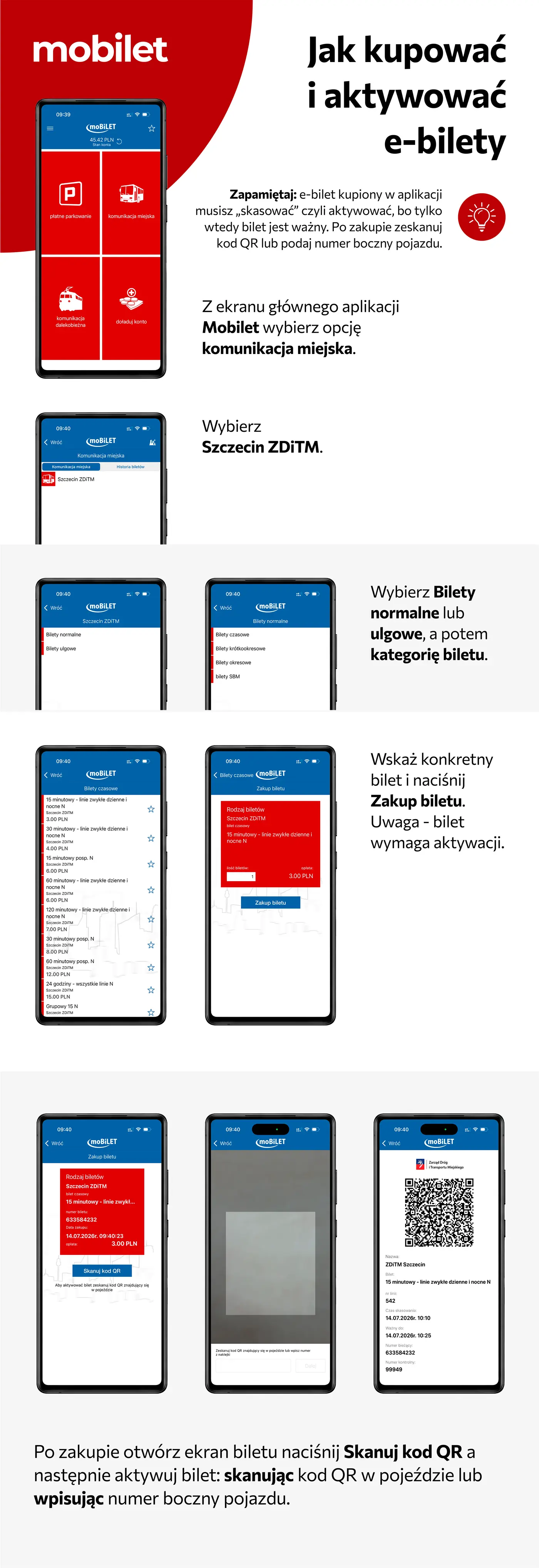 Procedura zakupu i aktywacji biletu w aplikacji moBiLET